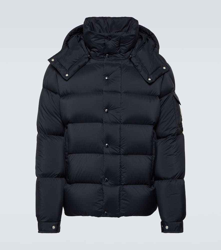 Moncler Montgenevre Virgin Wool Flannel Down Puffer Jacket In Blue