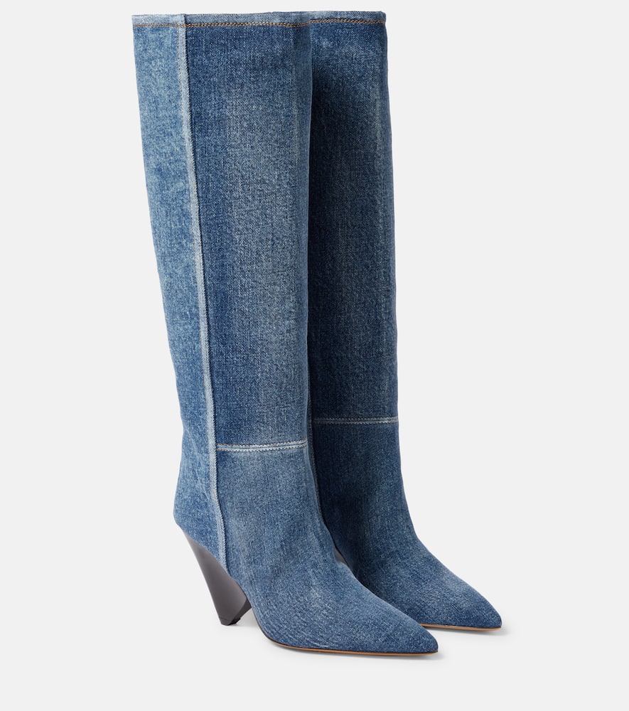 Lakita denim knee-high boots