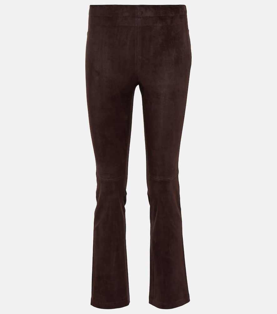 Stouls Jp Twenty Mid-rise Bootcut Suede Pants In Brown