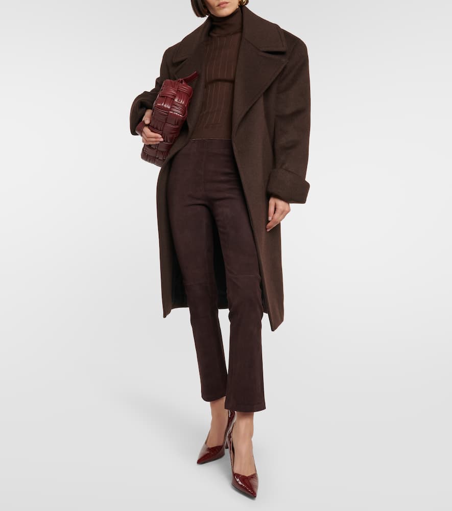 Stouls Jp Twenty Mid-rise Bootcut Suede Pants In Brown