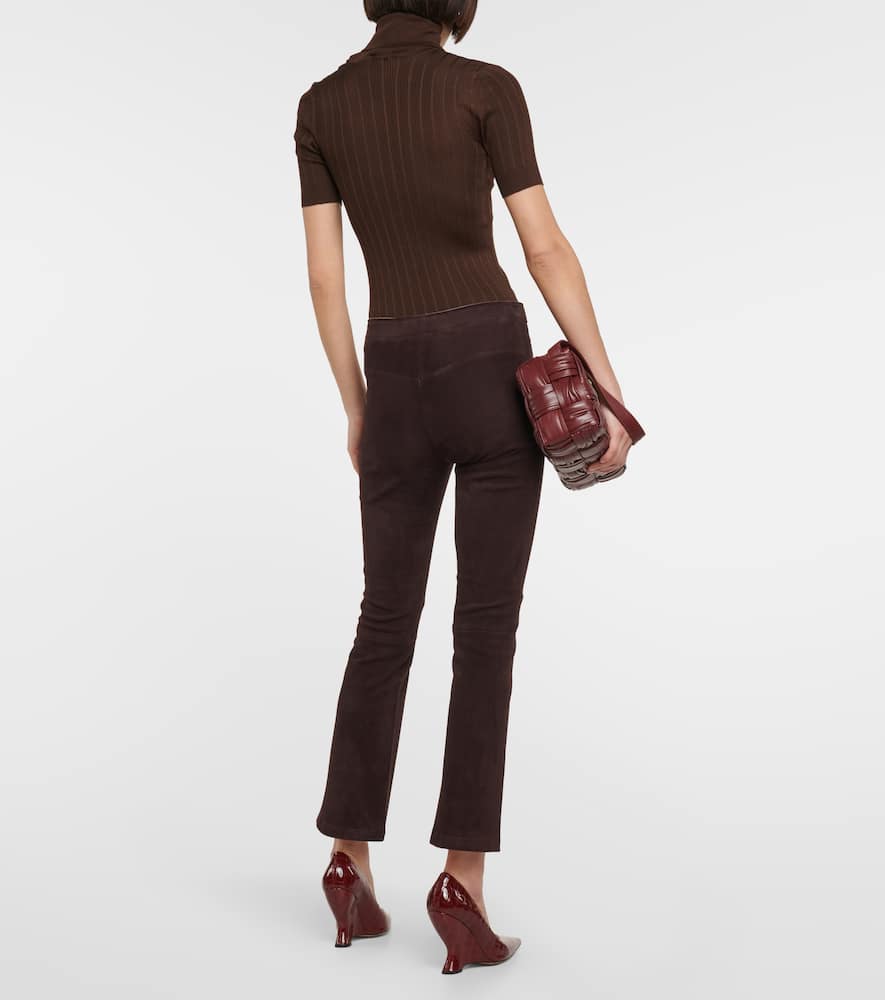 Stouls Jp Twenty Mid-rise Bootcut Suede Pants In Brown