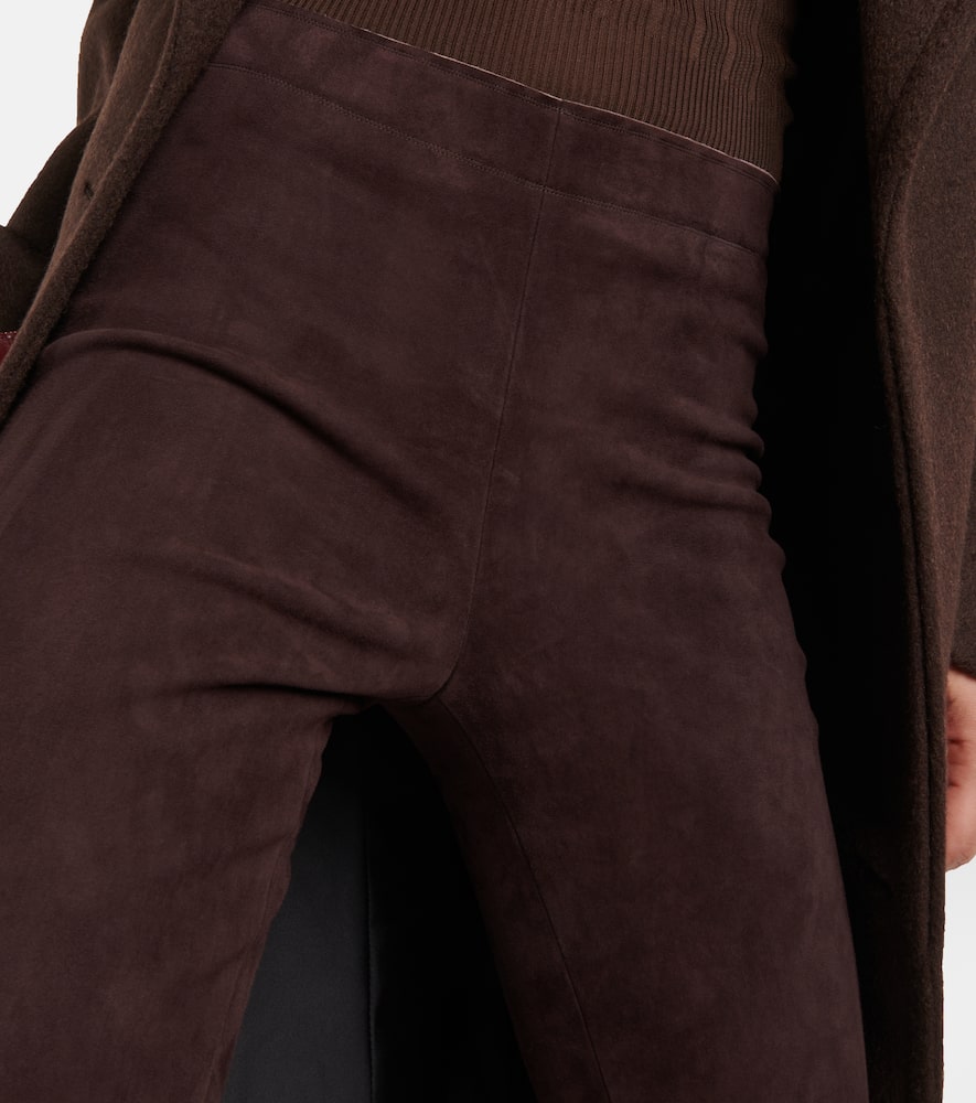 Stouls Jp Twenty Mid-rise Bootcut Suede Pants In Brown