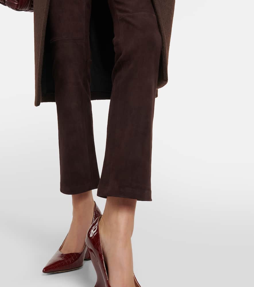 Stouls Jp Twenty Mid-rise Bootcut Suede Pants In Brown