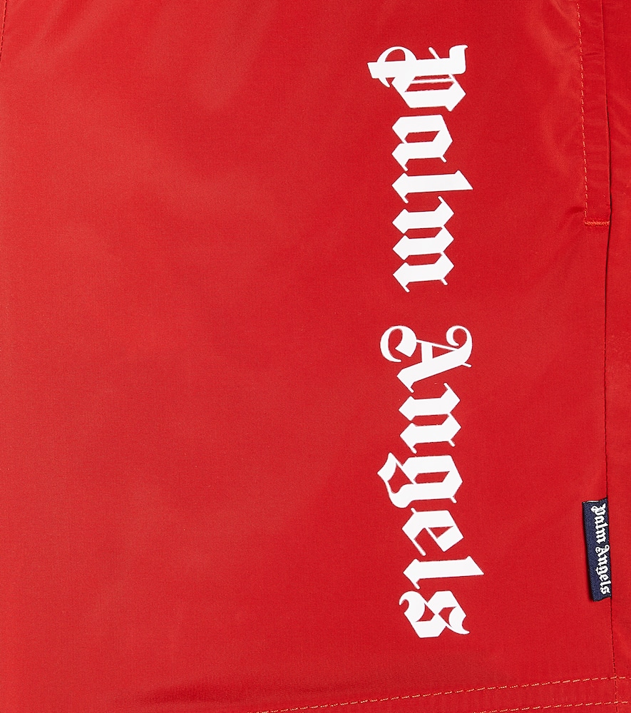 Shop Palm Angels Logo Swim Trunks In Red