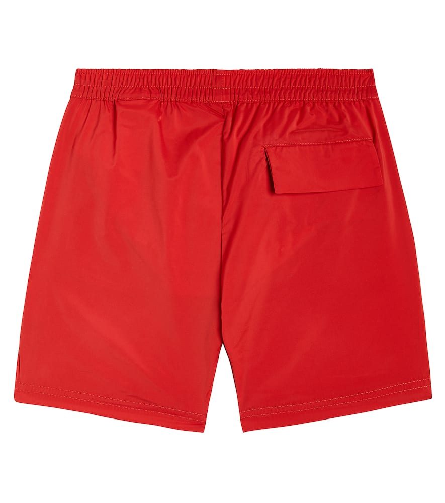 Shop Palm Angels Logo Swim Trunks In Red