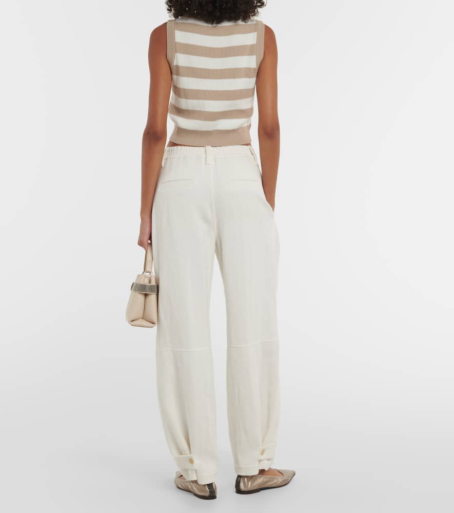Brunello Cucinelli Stretch-suede Wide-leg Pants In Panama