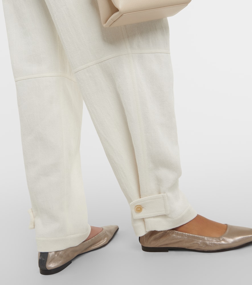 Brunello Cucinelli Stretch-suede Wide-leg Pants In Panama