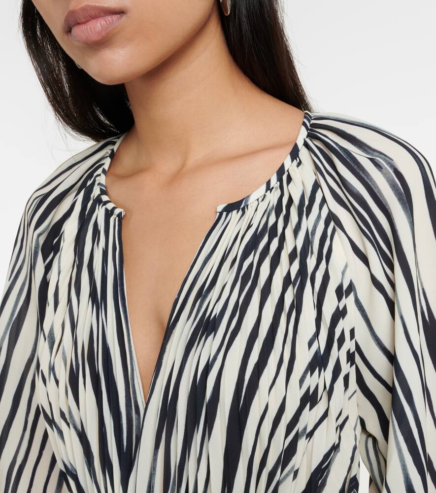 Proenza Schouler Carol Stripe Pleated Belted Midi Dress In Neutrals