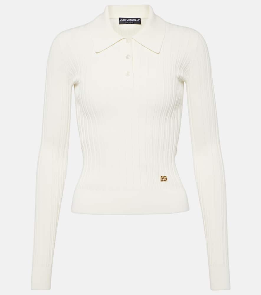 Shop Dolce & Gabbana Long-sleeved Polo Shirt In White