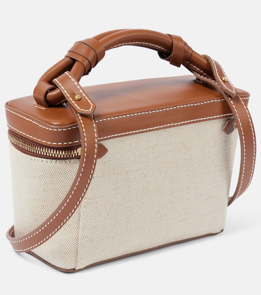 BALMAIN B-ARMY LEATHER-TRIMMED CANVAS MAKEUP BAG