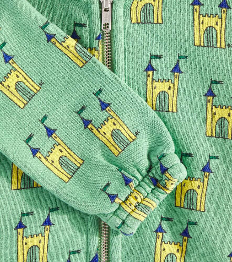 Bobo Choses Baby Printed Cotton Zip-up Hoodie In Green