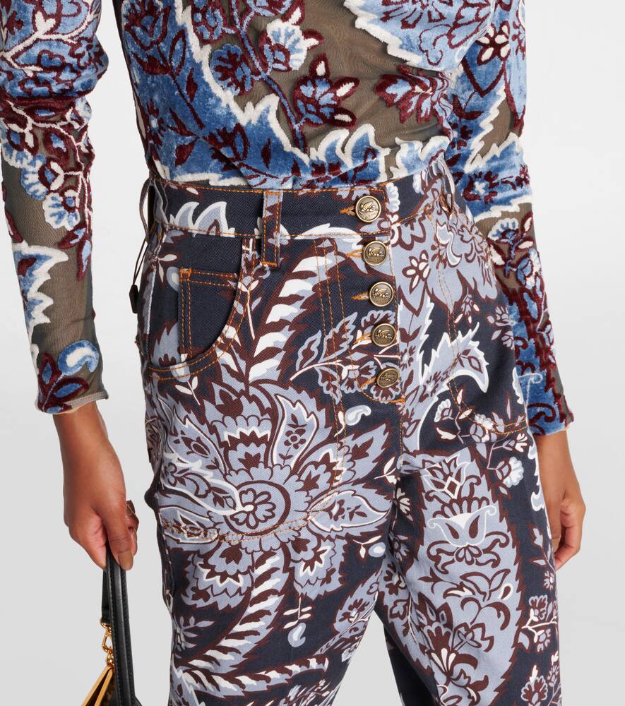 Etro Flared Jeans With Paisley Print In Blue