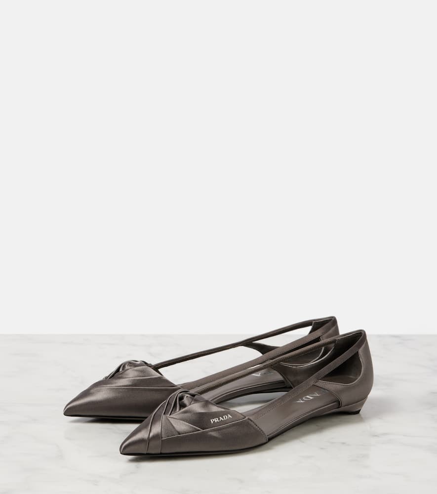 Prada Satin Cut-out Ballet Flats In Pink