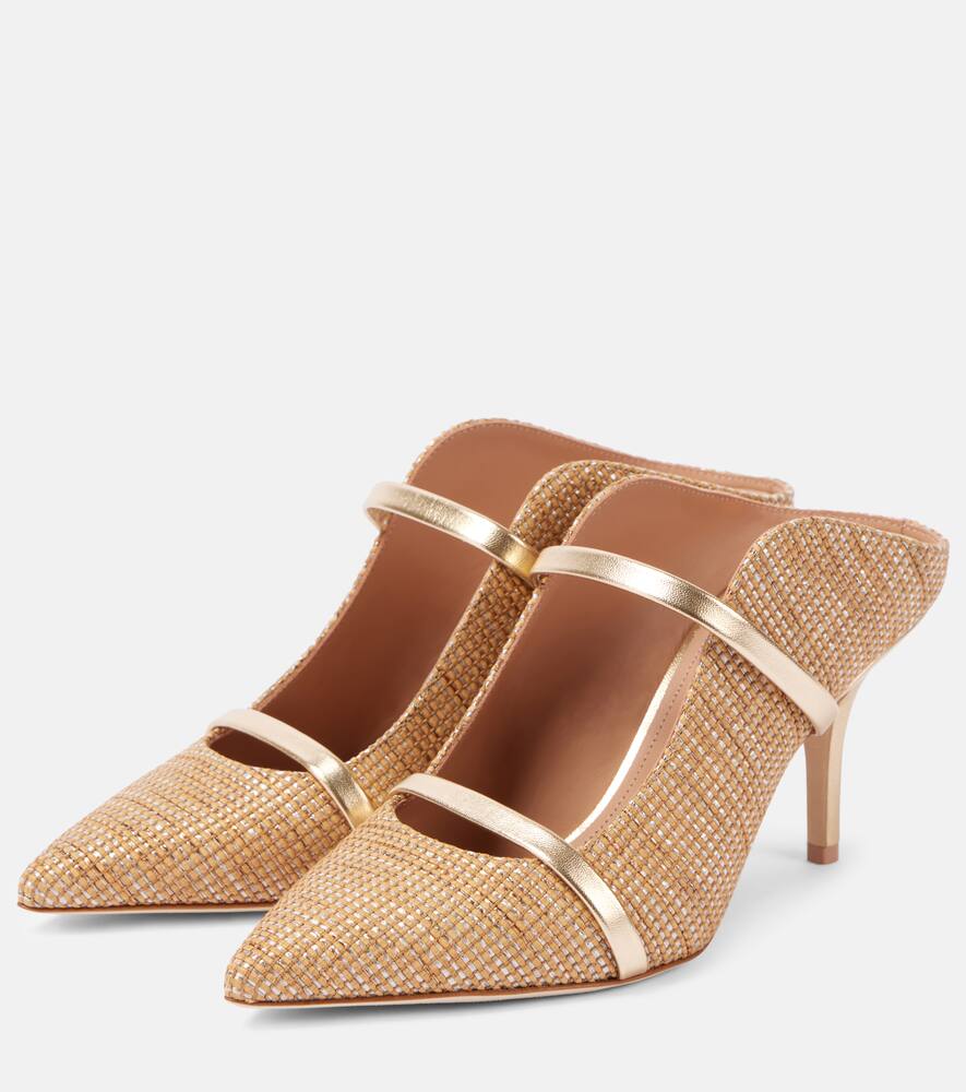 Malone Souliers Maureen 70 Metallic Mules In Beige