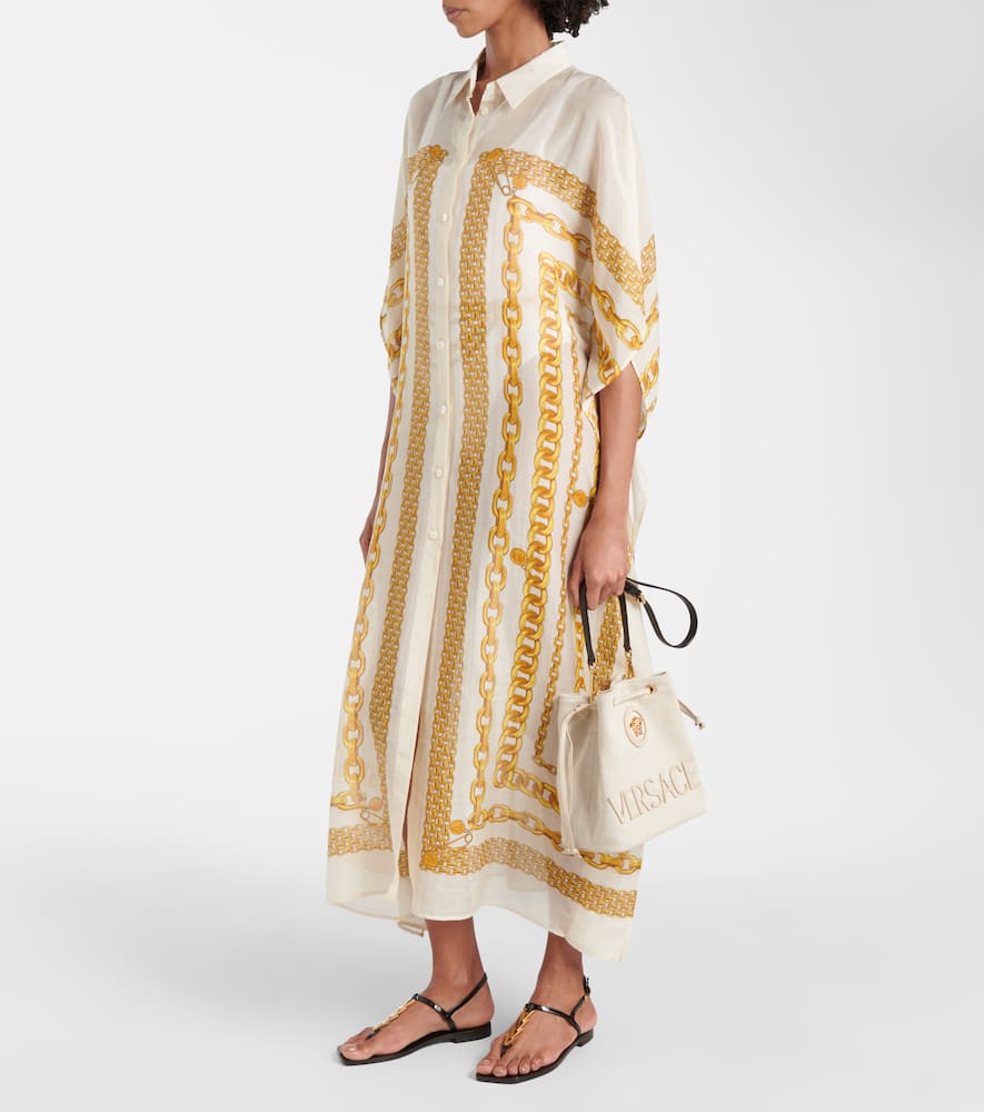 Versace La Medusa Small Canvas Bucket Bag In White