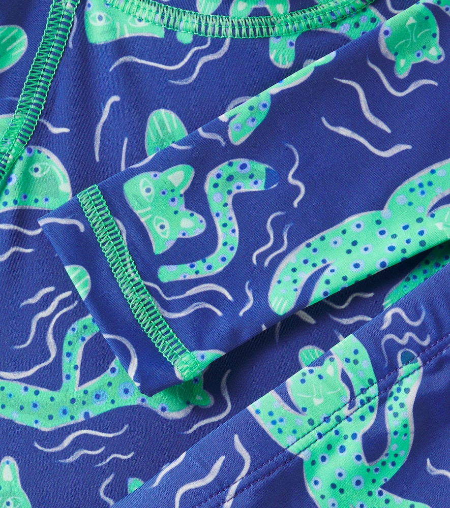 印花防晒连体泳衣