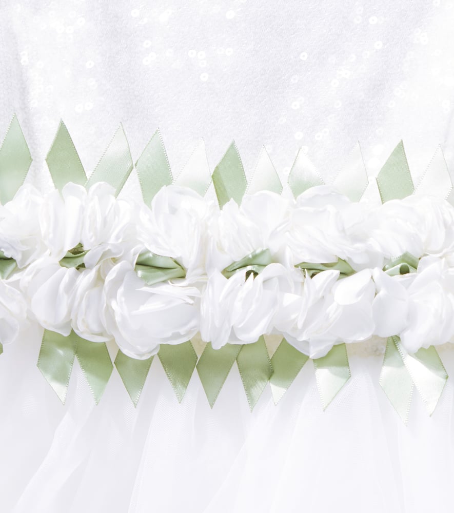 MONNALISA SEQUINED FLORAL-APPLIQUÉ TULLE DRESS