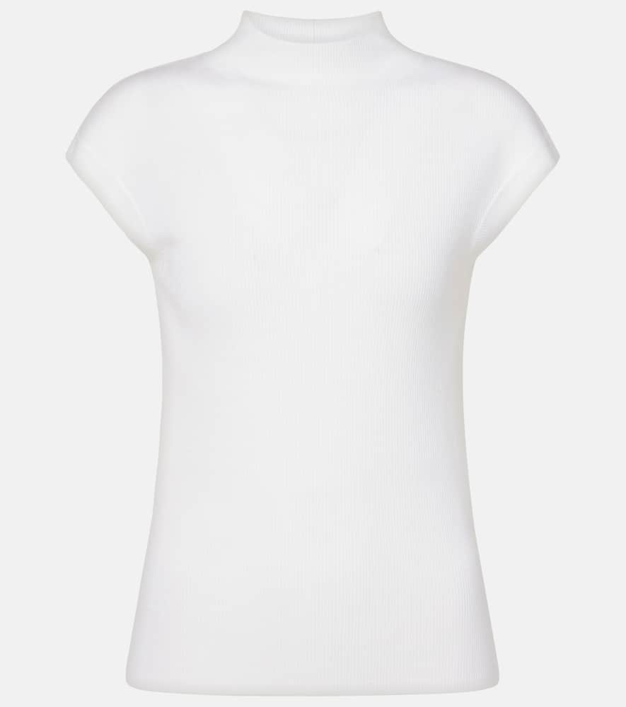 Ribbed-knit high-neck wool top