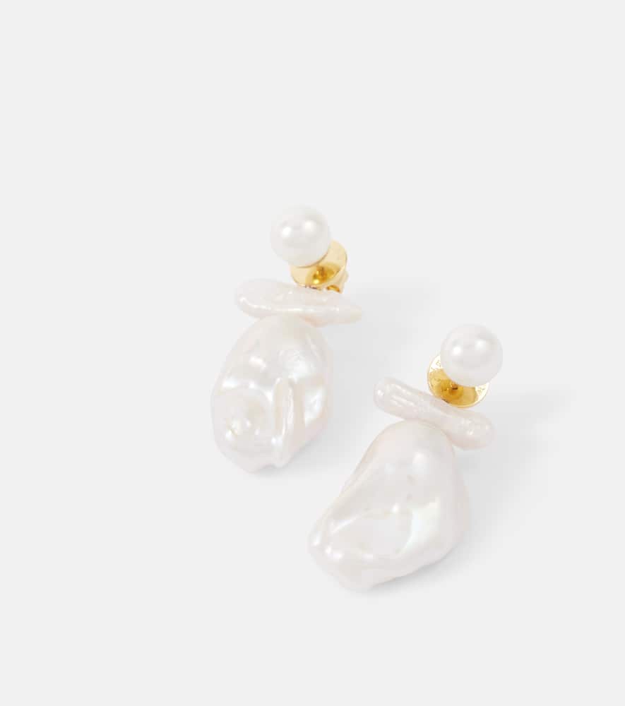 Simone Rocha Freshwater Pearl Drop Earrings In White