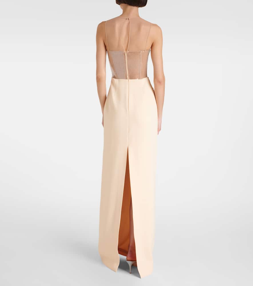 David Koma Sequined Cady And Mesh Corset Gown