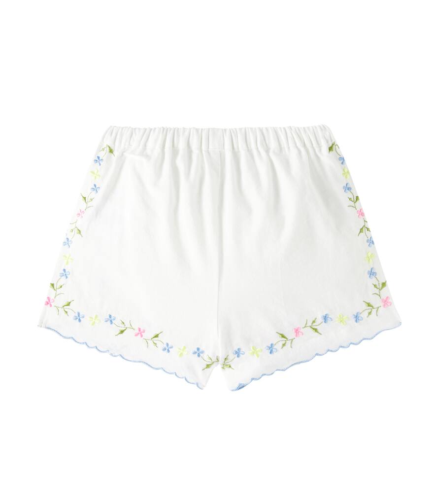 The New Society Hermione Embroidered Cotton Shorts In White
