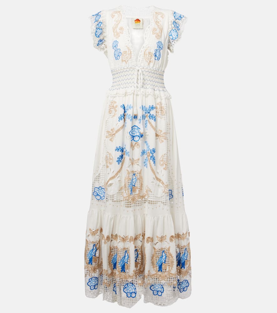 Embroidered linen-blend maxi dress