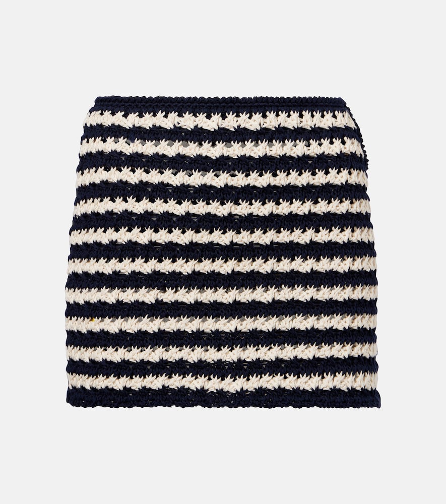 Prada Crochet Striped Cotton Miniskirt