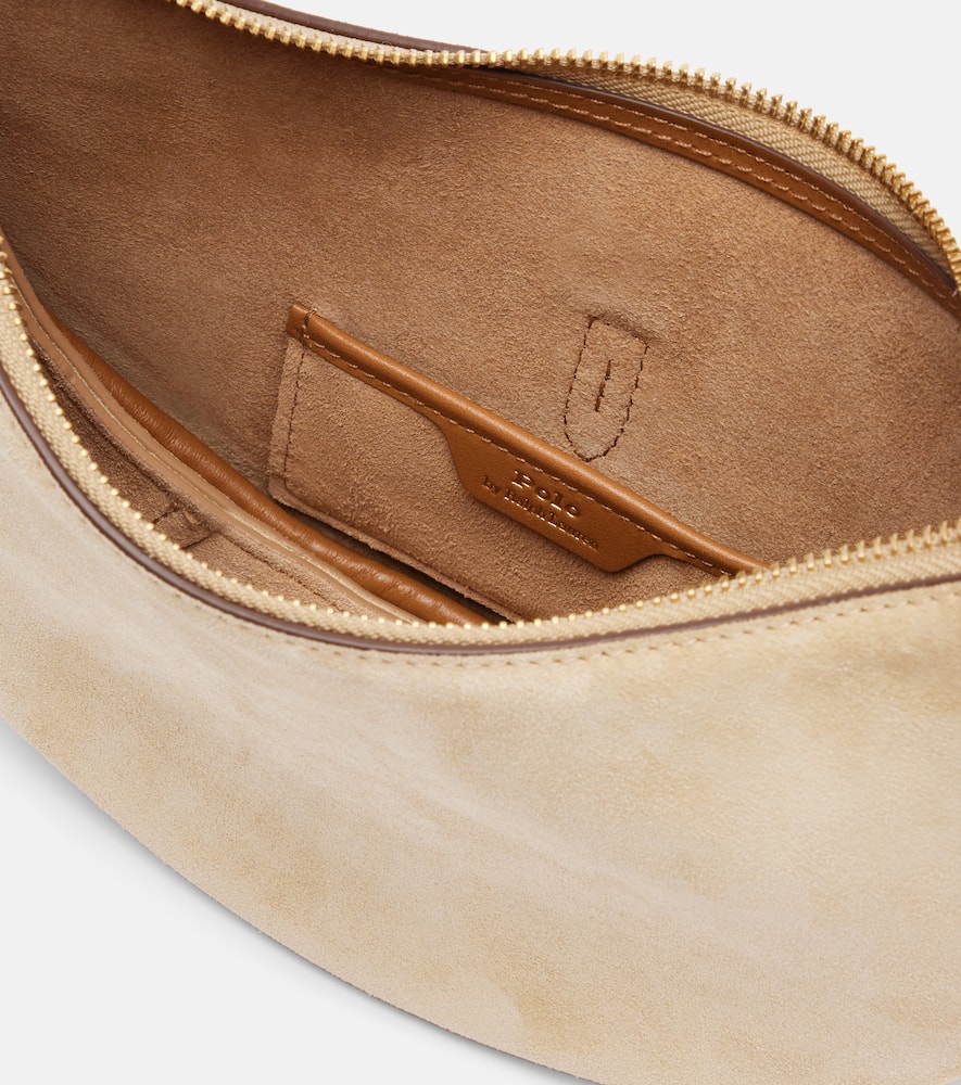 Polo Ralph Lauren Crescent Small Suede Shoulder Bag In White