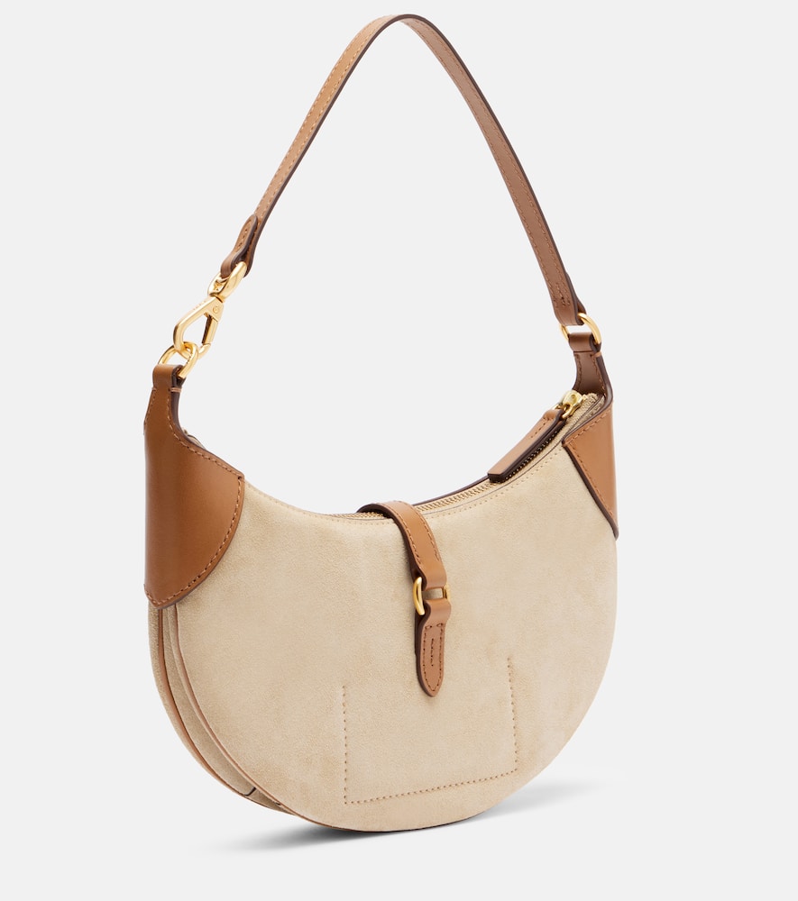 Polo Ralph Lauren Crescent Small Suede Shoulder Bag In White