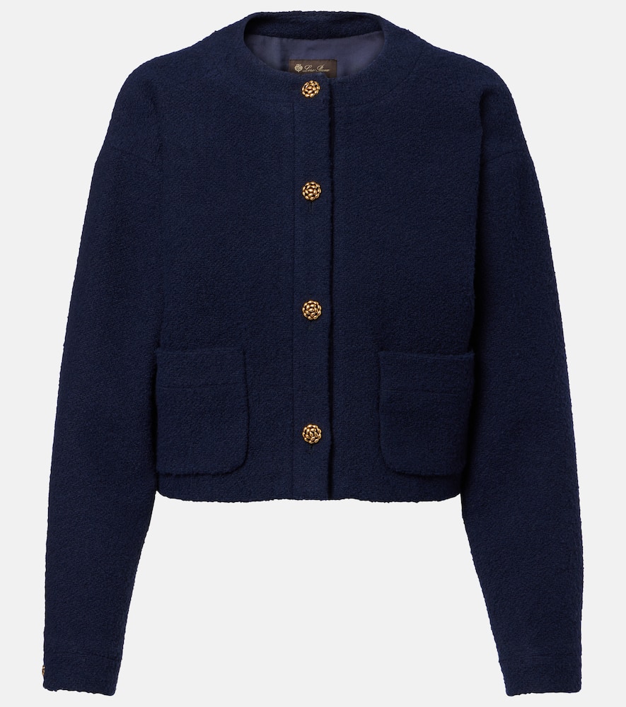 Loro Piana Cashmere And Wool Bouclé Jacket In Blue