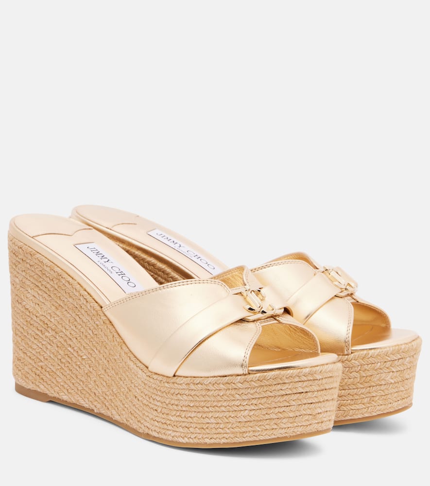 Leda 100 leather platform wedge sandals