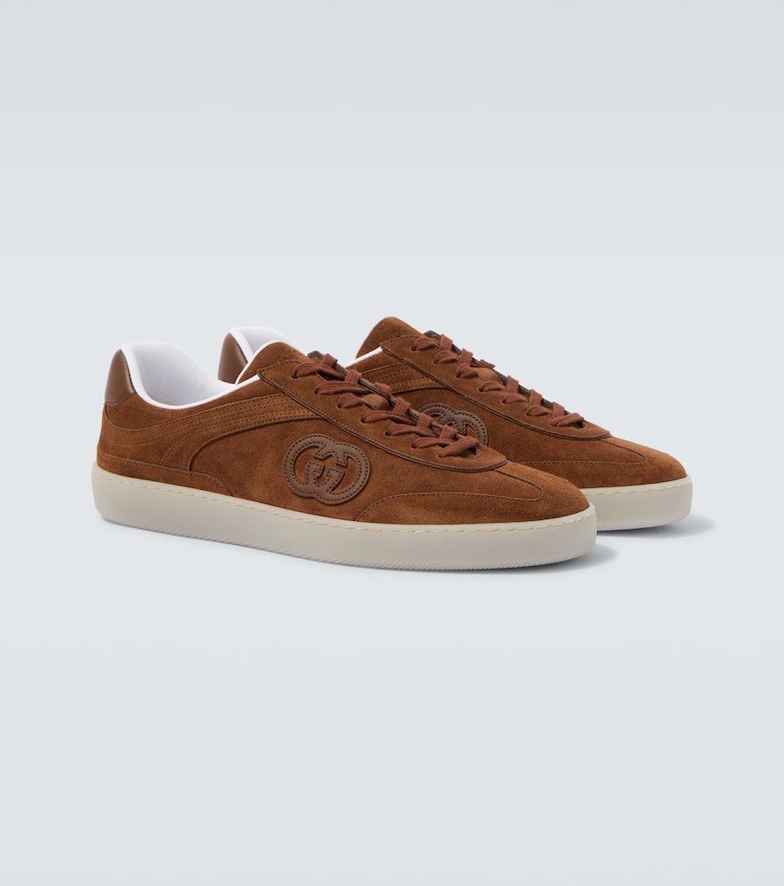 Gucci Men G75 Leather Sneakers In Brown