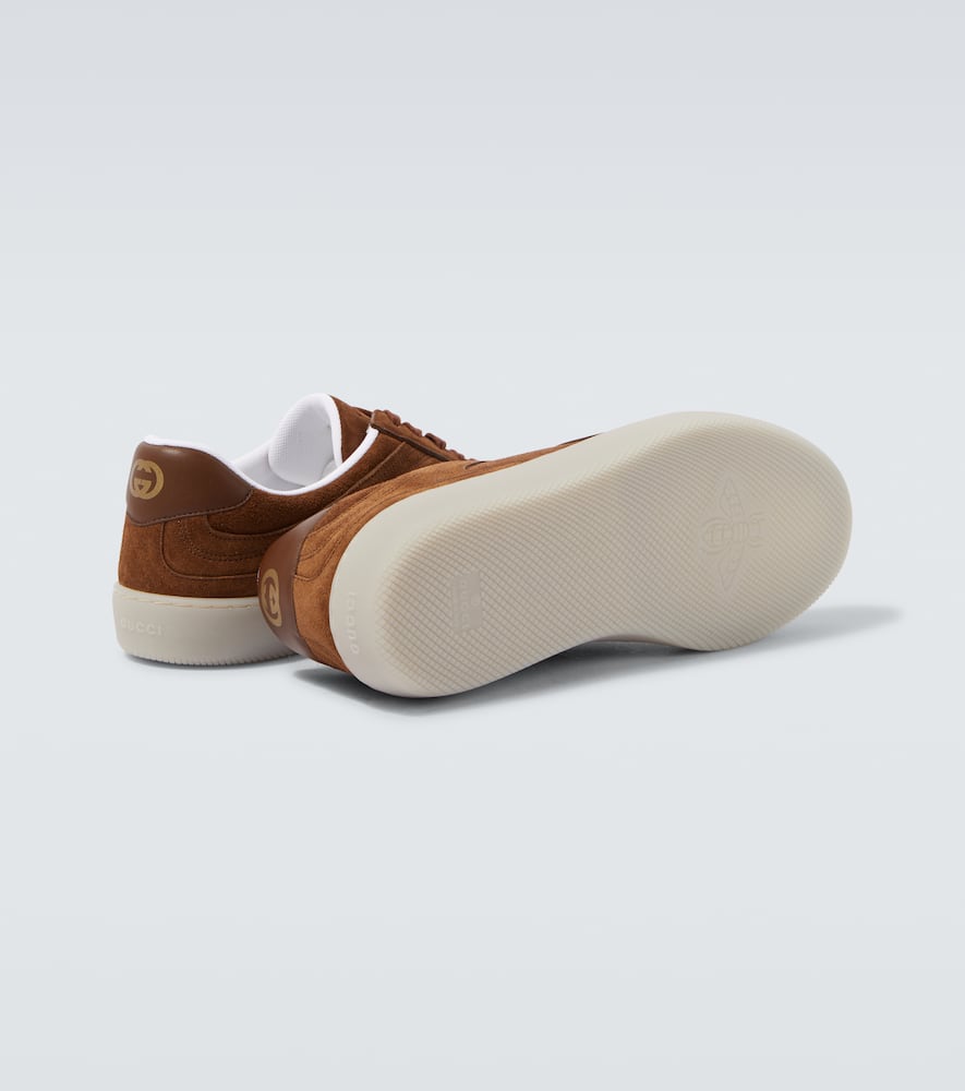 Gucci Men G75 Leather Sneakers In Brown