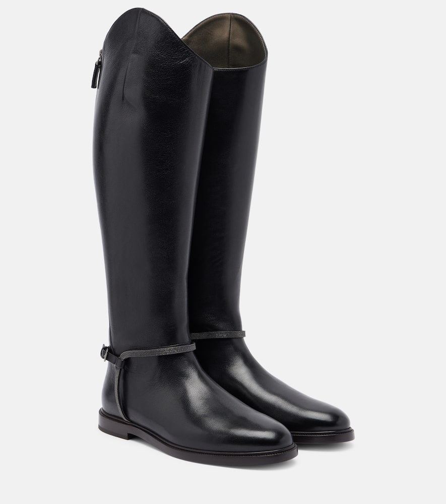 Monili leather knee-high boots