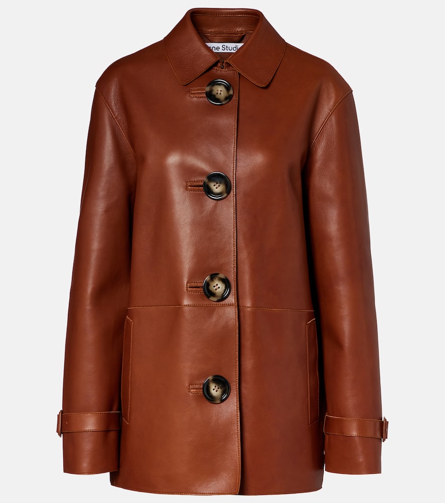 Acne Studios Lorassino Lambskin Leather Jacket In Brown