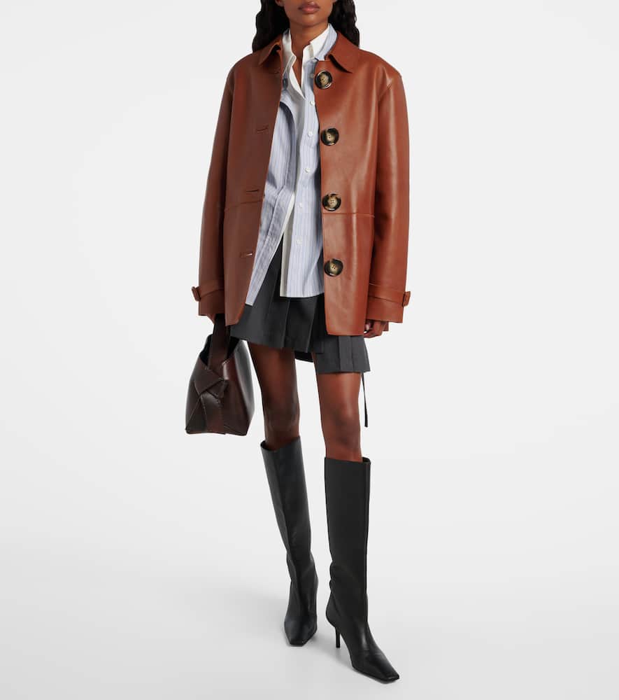 Acne Studios Lorassino Lambskin Leather Jacket In Brown