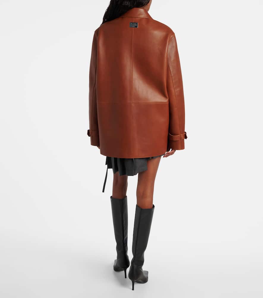 Acne Studios Lorassino Lambskin Leather Jacket In Brown