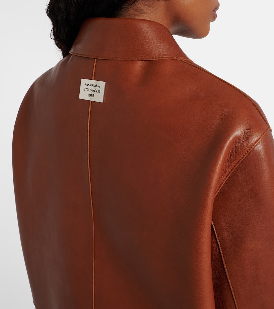 Acne Studios Lorassino Lambskin Leather Jacket In Brown