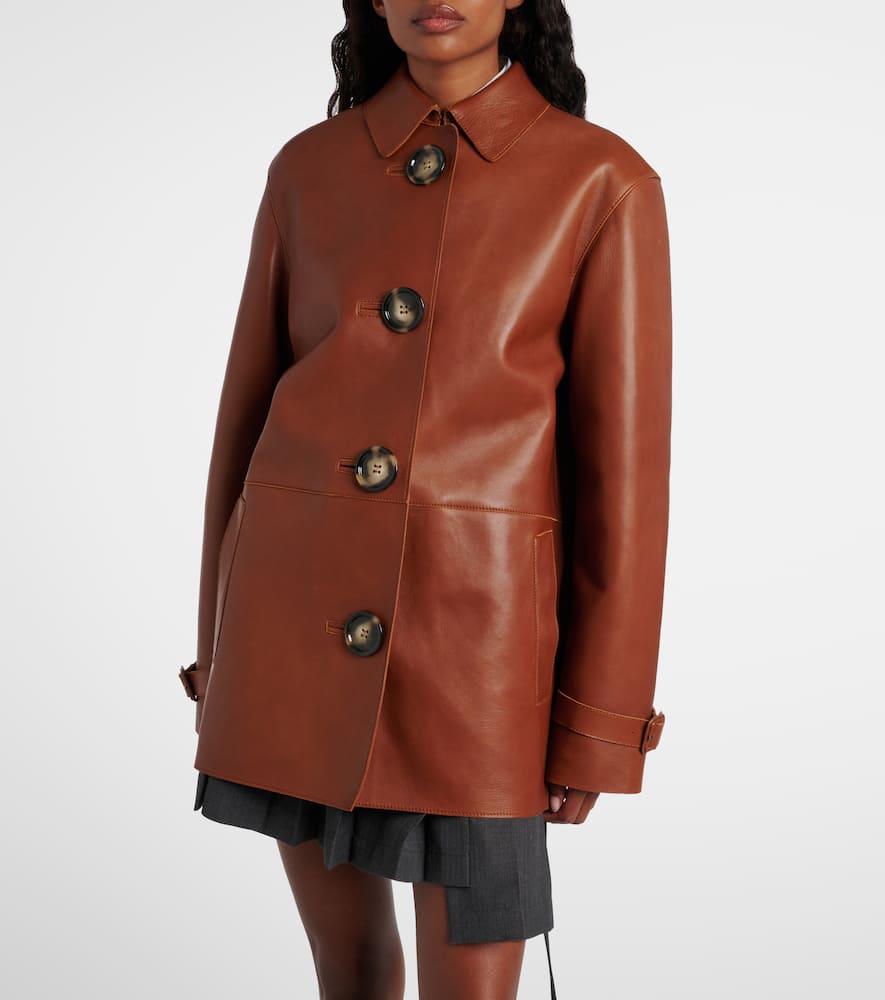 Acne Studios Lorassino Lambskin Leather Jacket In Brown