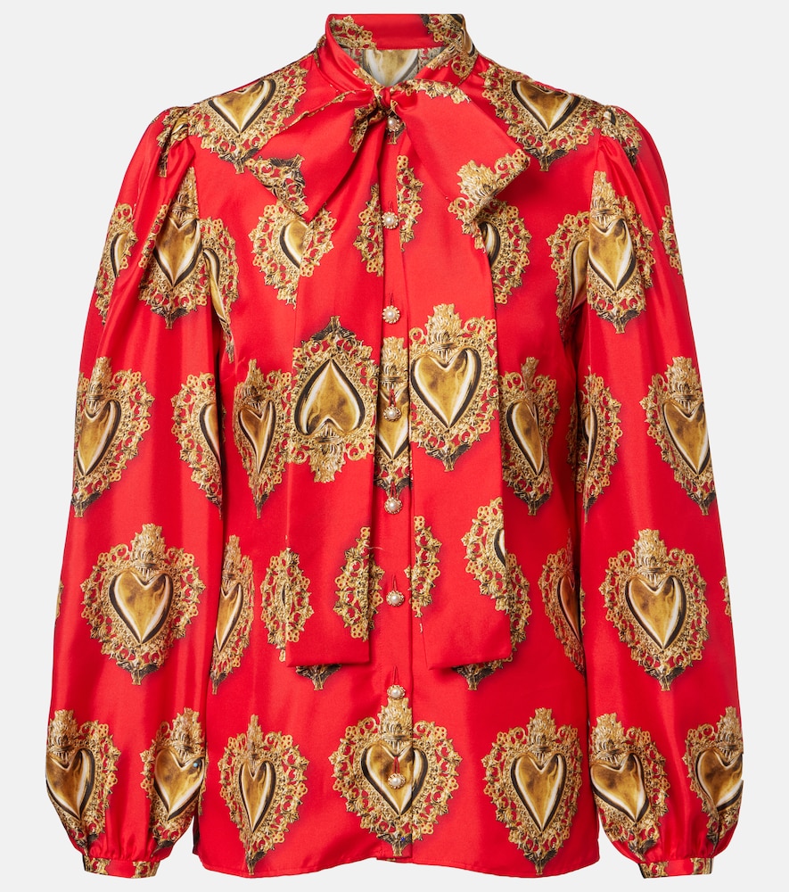 Dolce & Gabbana Printed tie-neck silk blouse | Thumbnail 7