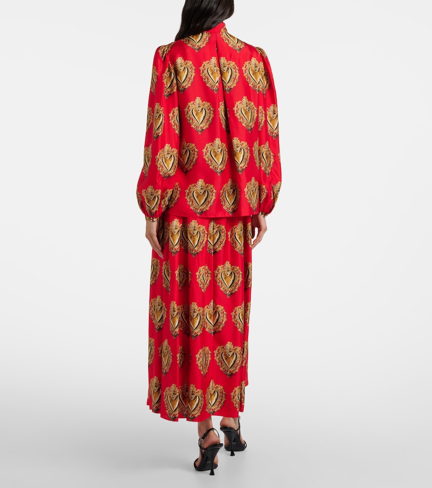  Dolce&gabbana Dolce&gabbana Printed Tie-neck Silk Blouse 