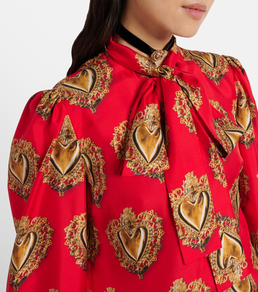  Dolce&gabbana Dolce&gabbana Printed Tie-neck Silk Blouse 