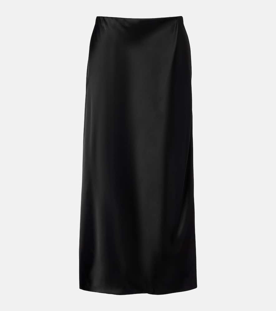 Khaite Demi Satin Midi Skirt In Black