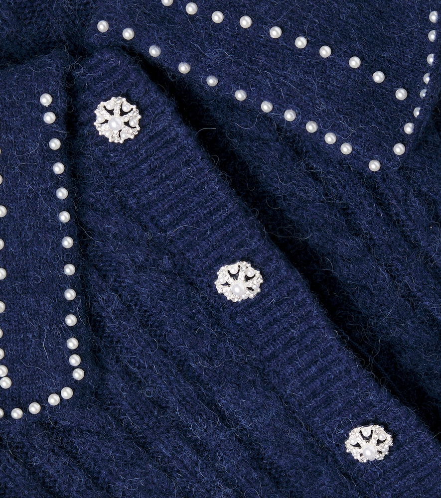 Self-portrait Embellished Cardigan In Blue