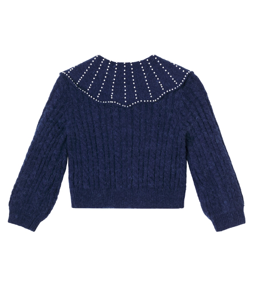 Self-portrait Embellished Cardigan In Blue
