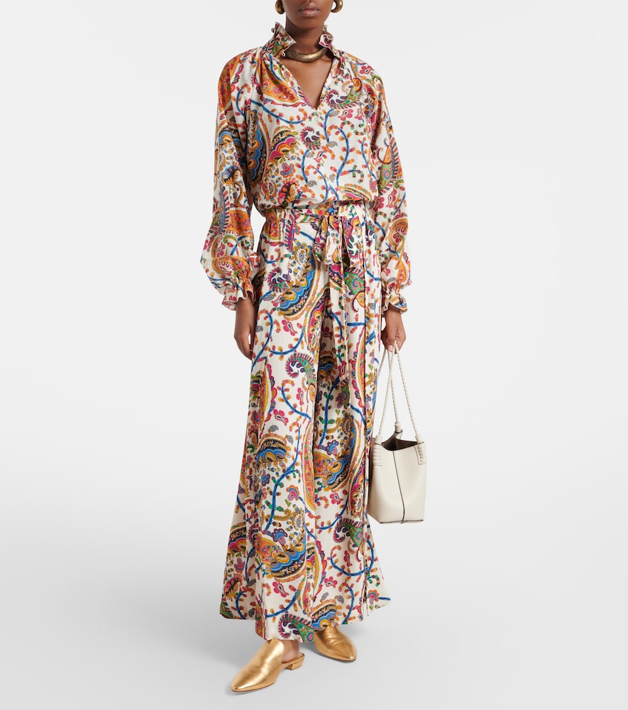Etro Paisley pleated palazzo pants
