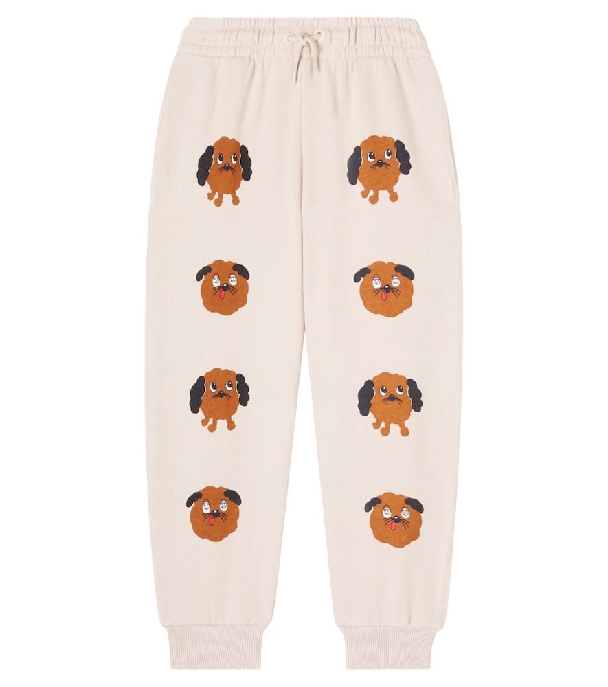 Mini Rodini Doggies Printed Cotton Sweatpants In Neutral