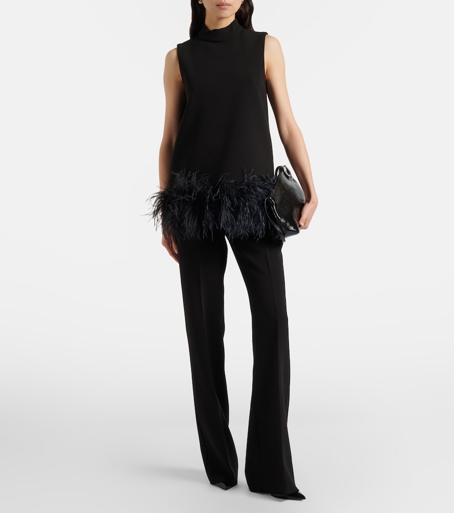 Max Mara Feather-trimmed top