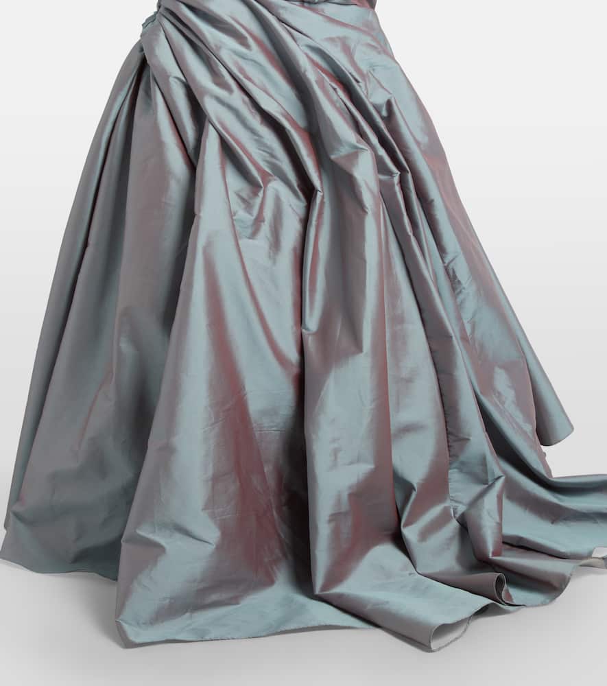 Marmar Halim One-shoulder Gathered Taffeta Gown In Blue
