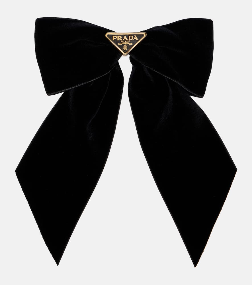 Prada Velvet Hair Clip In Black